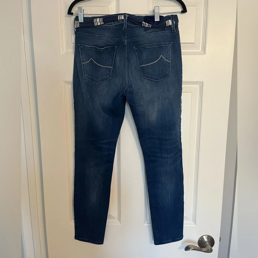 Jacob Cohen Women's Dark Blue Skinny Jeans with Striped Tie Belt - Picture 2 of 16